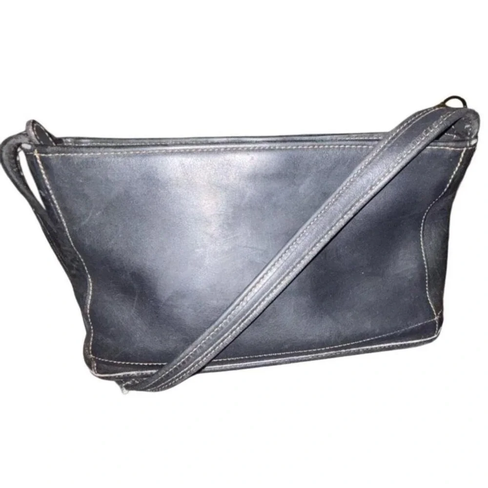 Coach Black Leather Shoulder Bag Hobo Purse Classic Style‎
